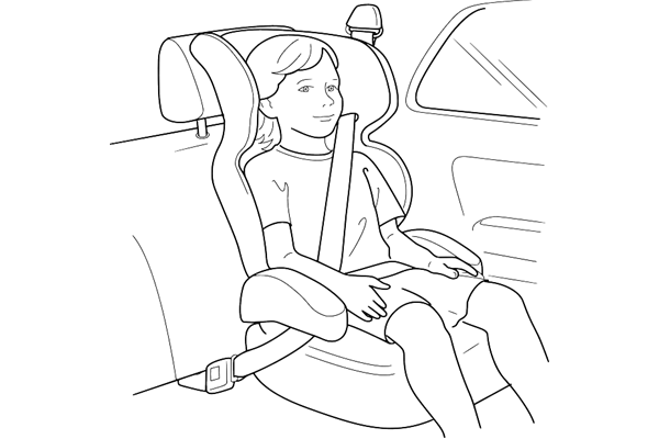 Drawing_child in car seat_white background